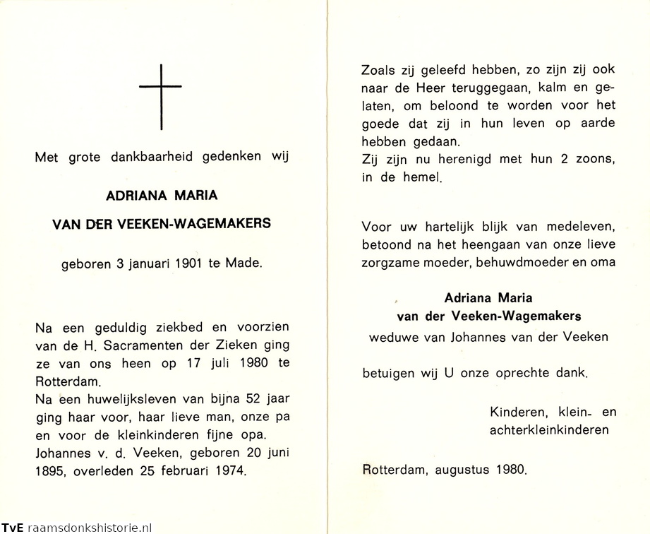 Adriana Maria Wagemakers Johannes van der Veeken