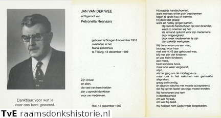 Jan van der Wee Petronella Reijnaars