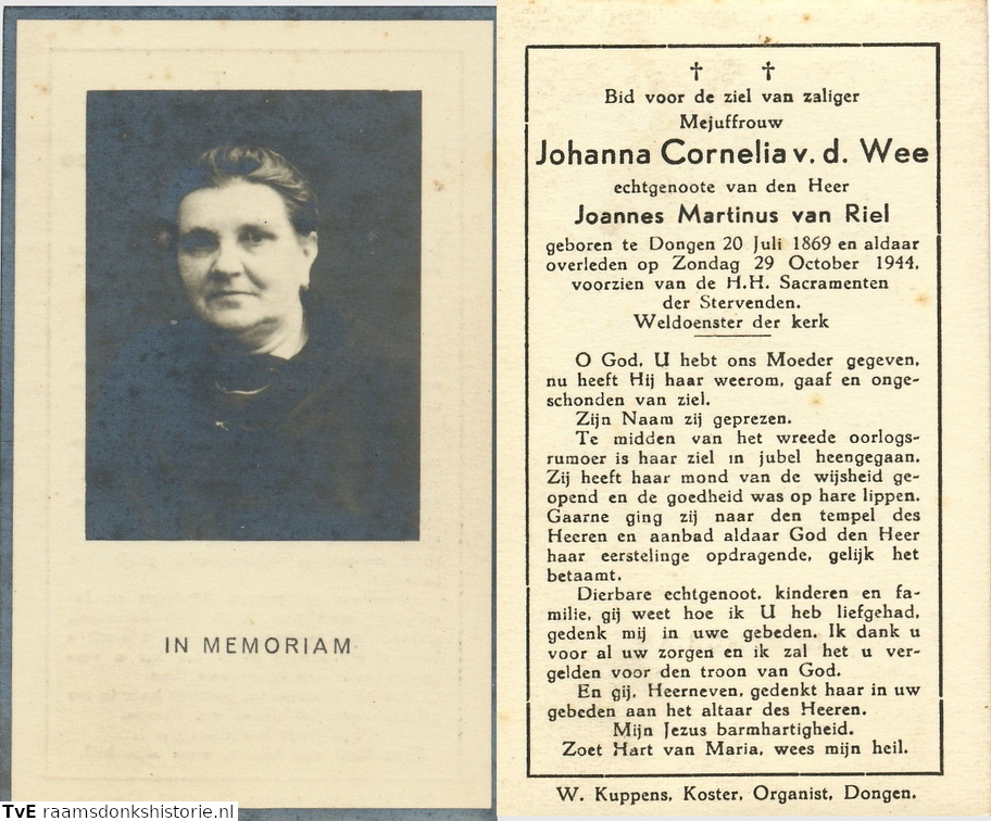 Johanna Cornelia van der Wee Joannes Martinus van Riel