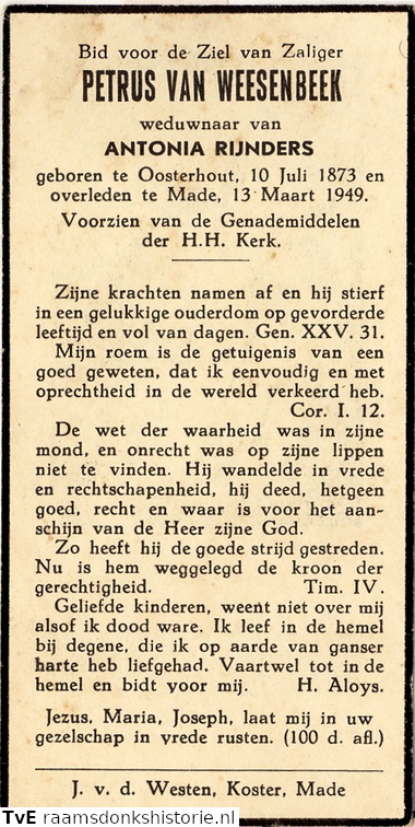 Petrus van Weesenbeek Antonia Rijnders