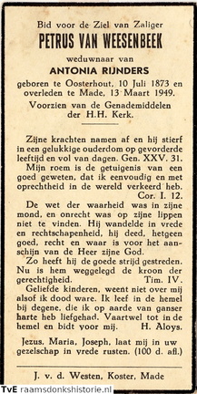 Petrus van Weesenbeek Antonia Rijnders