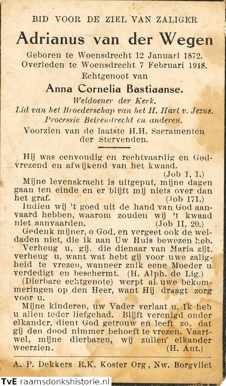 Adrianus van der Wegen Anna Cornelia Bastiaanse