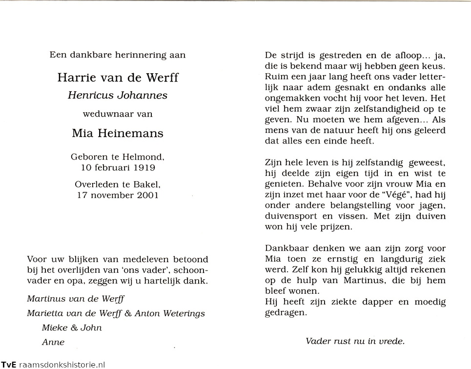 Henricus Johannes van de Werff Mia Heinemans