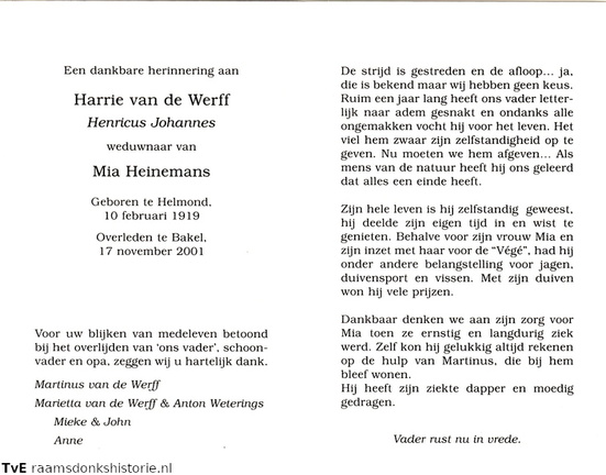Henricus Johannes van de Werff Mia Heinemans