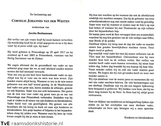 Cornelis Johannes van der Westen Jacoba Bastiaansen