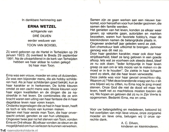 Erna Wetzel Dré Dilven Toon van Boxsel