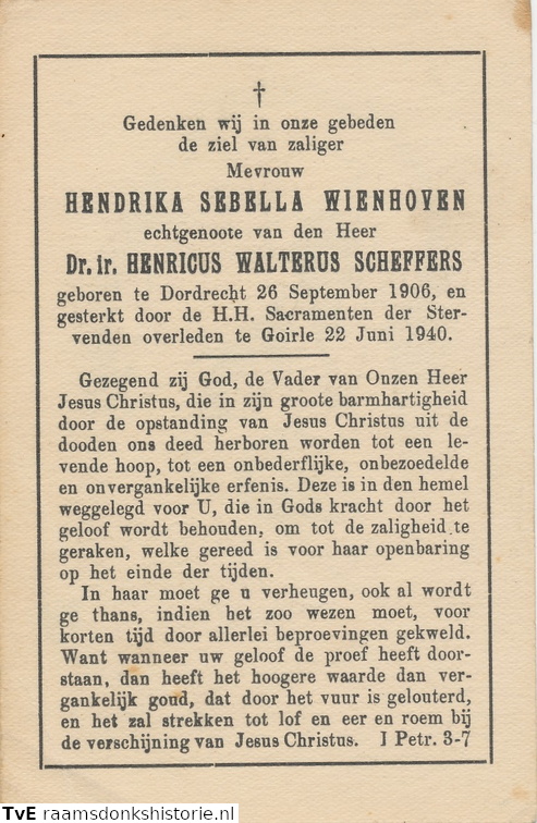 Hendrika Sebella Wienhoven Henricus Walterus Scheffers
