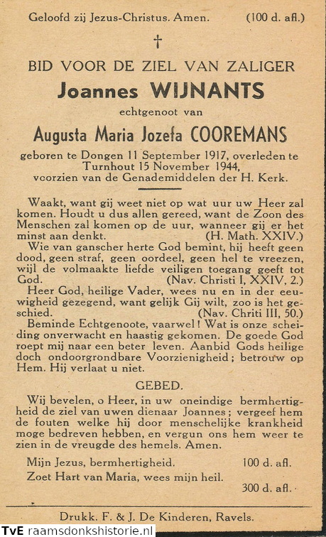 Joannes Wijnants Augusta Maria Jozefa Cooremans