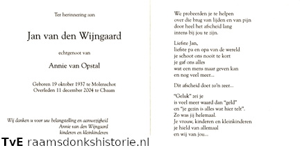 Jan van den Wijngaard Annie van Opstal