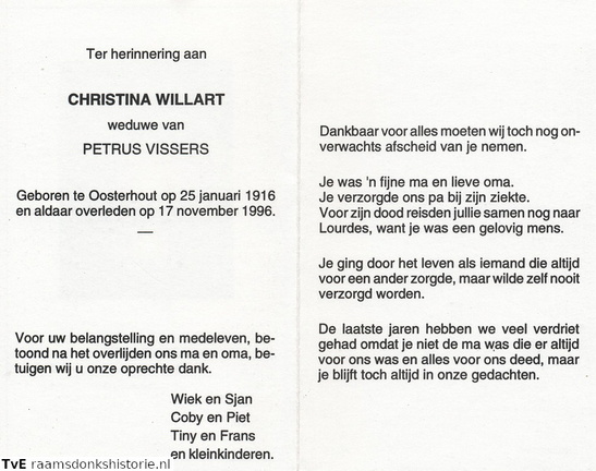 Christina Willart Petrus Vissers