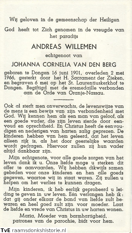 Andreas Willemen Johanna Cornelia van den Berg