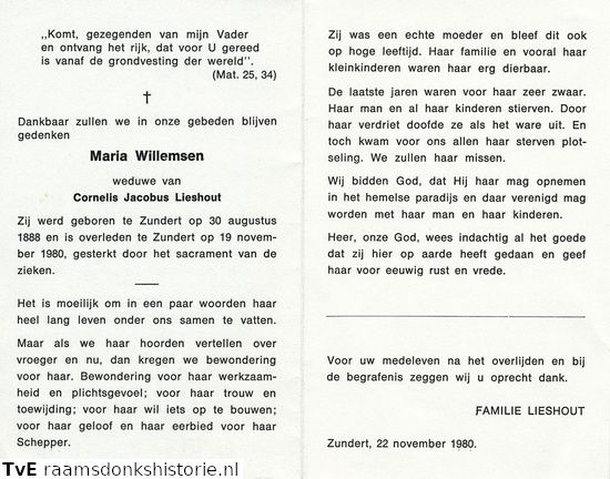 Maria Willemsen Cornelis Jacobus Lieshout