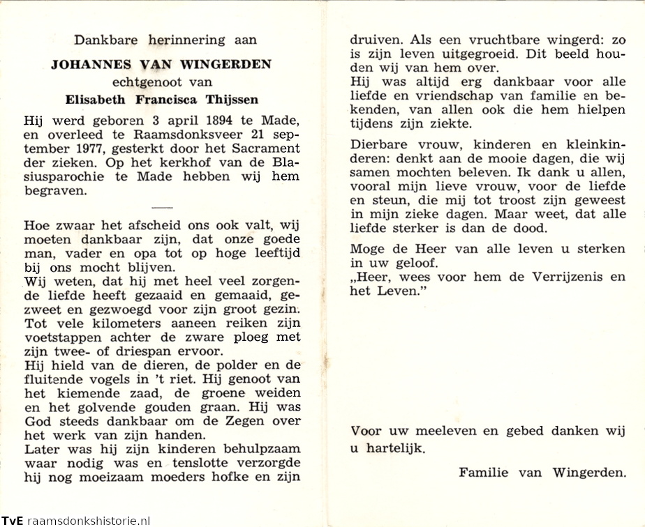 Johannes van Wingerden Elisabeth Francisca Thijssen