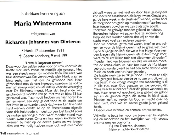 Maria Wintermans  Richardus Johannes van Dinteren
