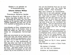 Johanna Adriana Wirken  Franciscus Adrianus Jacobs
