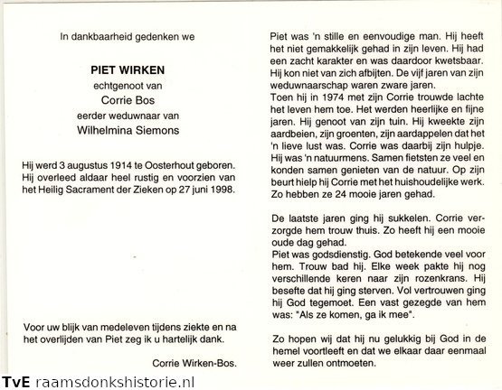 Piet Wirken Corrie Bos-Wilhelmina Siemons