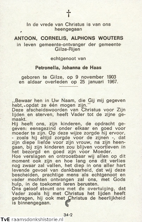 Antoon Cornelis Alphons Wouters  Petronella Johanna de Haas