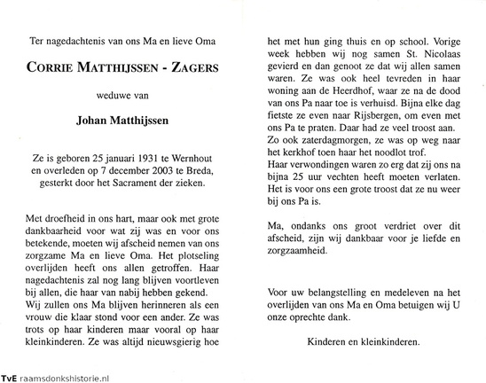 Corrie Zagers Johan Matthijssen