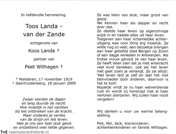 Toos van der Zande (vr) Peet Withagen Koos Landa