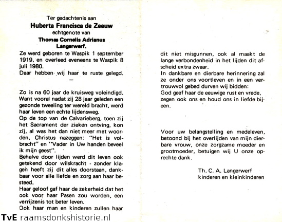 Huberta Francisca de Zeeuw Thomas Cornelis Adrianus Langerwerf