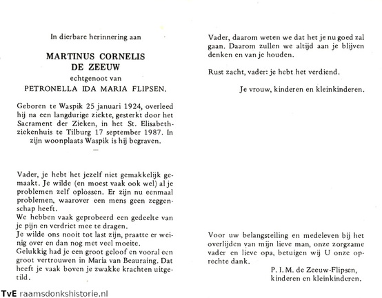 Martinus Cornelis de Zeeuw Petronella Ida Maria Flipsen