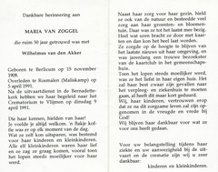 Maria van Zoggel Wilhelmus van den Akker