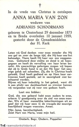 Anna Maria van Zon  Adrianus Schoormans